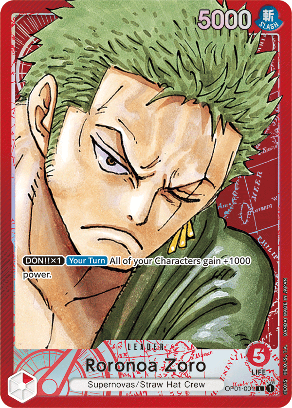 Roronoa Zoro - OP01-001 - Leader (Alt Art)-One Piece Singles